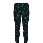 Blue Bitcoin Pattern Print Men's leggings