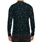 Blue Bitcoin Pattern Print Men's Long Sleeve Rash Guard