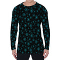 Blue Bitcoin Pattern Print Men's Long Sleeve T-Shirt