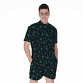 Blue Bitcoin Pattern Print Men's Romper