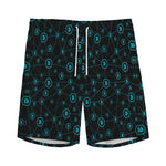 Blue Bitcoin Pattern Print Men's Sports Shorts