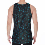 Blue Bitcoin Pattern Print Men's Velvet Tank Top