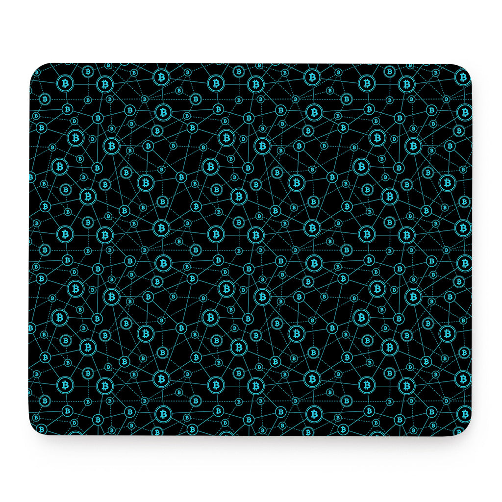 Blue Bitcoin Pattern Print Mouse Pad