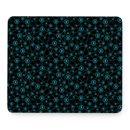 Blue Bitcoin Pattern Print Mouse Pad