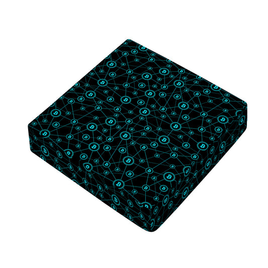 Blue Bitcoin Pattern Print Outdoor Seat Cushion Cover