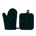 Blue Bitcoin Pattern Print Oven Mitt And Pot Holder Set