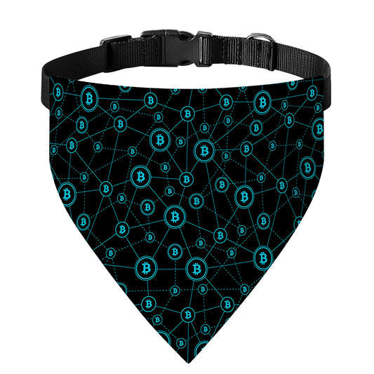 Blue Bitcoin Pattern Print Over The Collar Dog Bandana