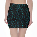 Blue Bitcoin Pattern Print Pencil Mini Skirt