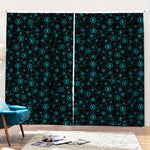 Blue Bitcoin Pattern Print Pencil Pleat Curtains