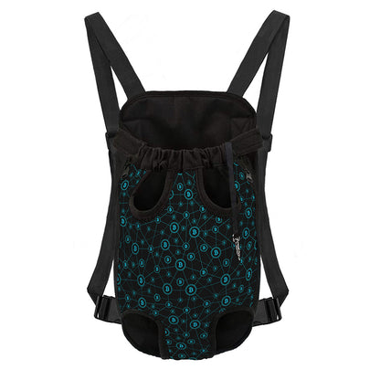 Blue Bitcoin Pattern Print Pet Carrier Backpack