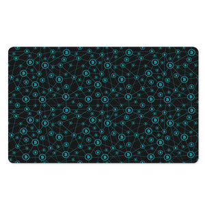 Blue Bitcoin Pattern Print Polyester Doormat