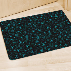 Blue Bitcoin Pattern Print Polyester Doormat