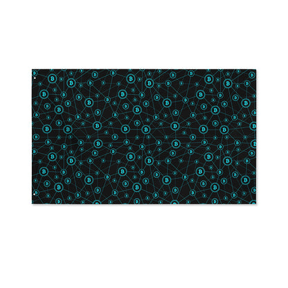 Blue Bitcoin Pattern Print Polyester Flag