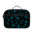 Blue Bitcoin Pattern Print Portable Lunch Bag