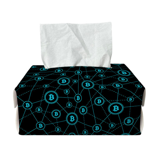 Blue Bitcoin Pattern Print Rectangle Tissue Box Cover
