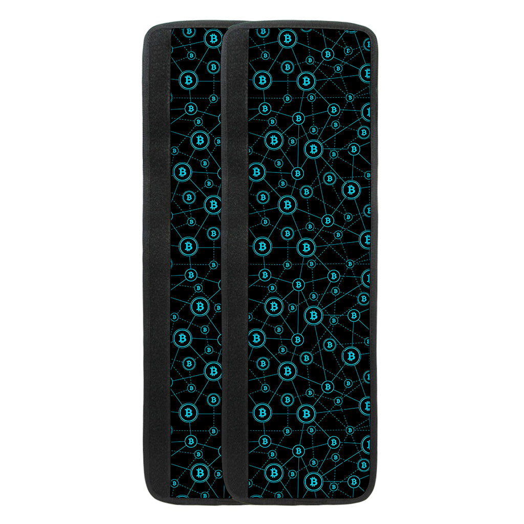 Blue Bitcoin Pattern Print Refrigerator Handle Covers