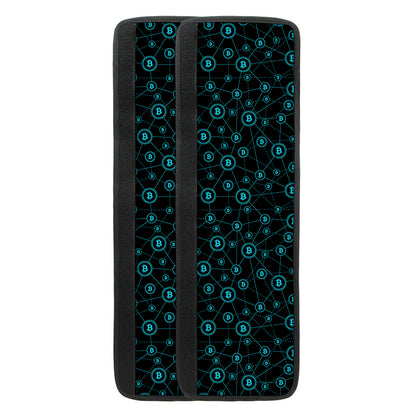 Blue Bitcoin Pattern Print Refrigerator Handle Covers