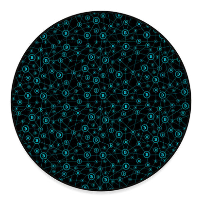 Blue Bitcoin Pattern Print Round Floor Mat