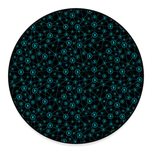 Blue Bitcoin Pattern Print Round Floor Mat
