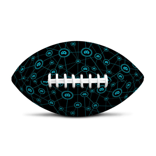 Blue Bitcoin Pattern Print Rugby Ball