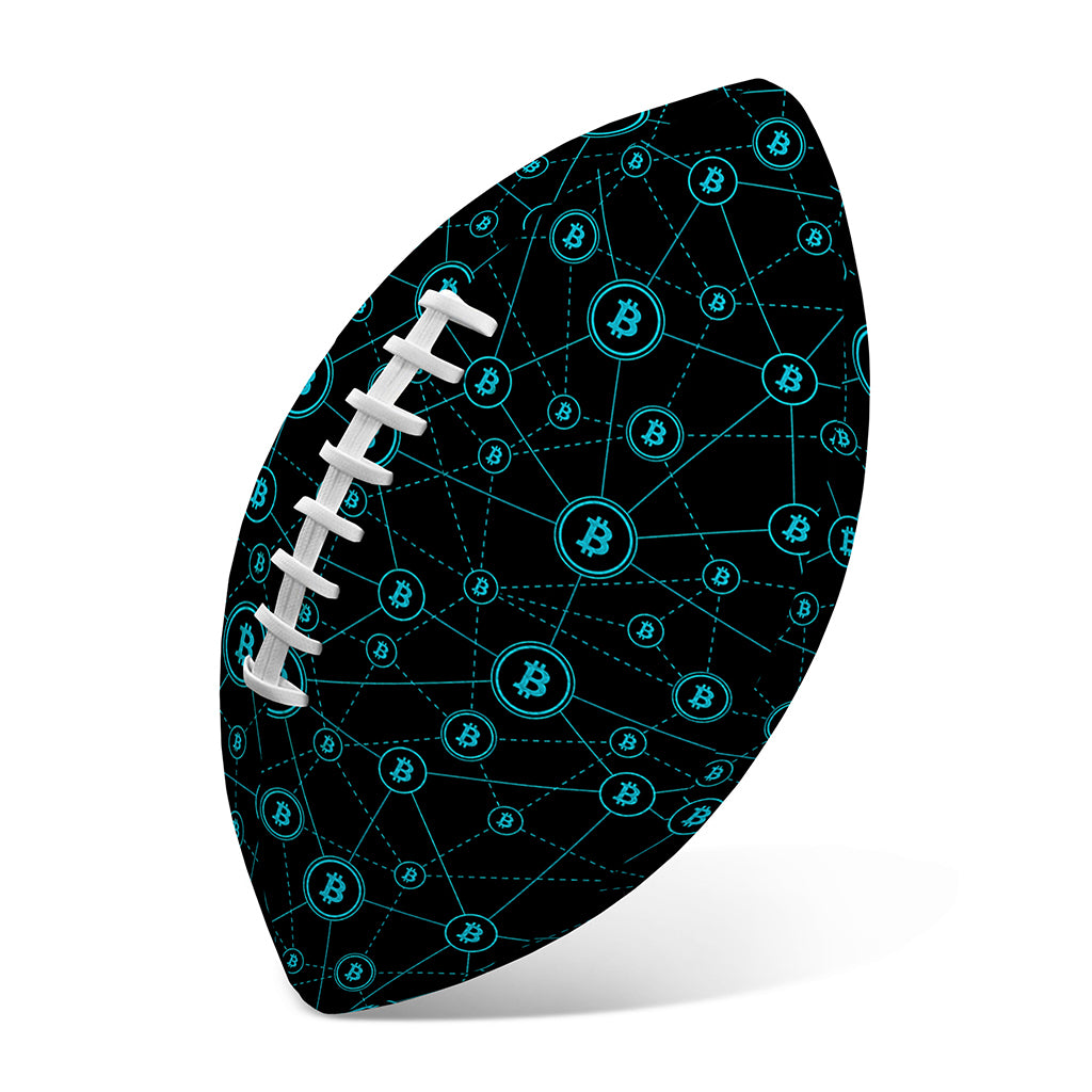 Blue Bitcoin Pattern Print Rugby Ball