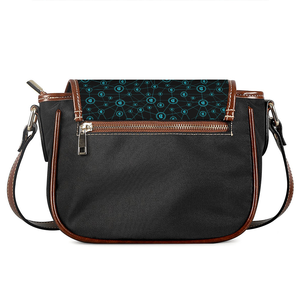 Blue Bitcoin Pattern Print Saddle Bag