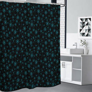 Blue Bitcoin Pattern Print Shower Curtain