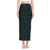 Blue Bitcoin Pattern Print Side Slit Maxi Skirt