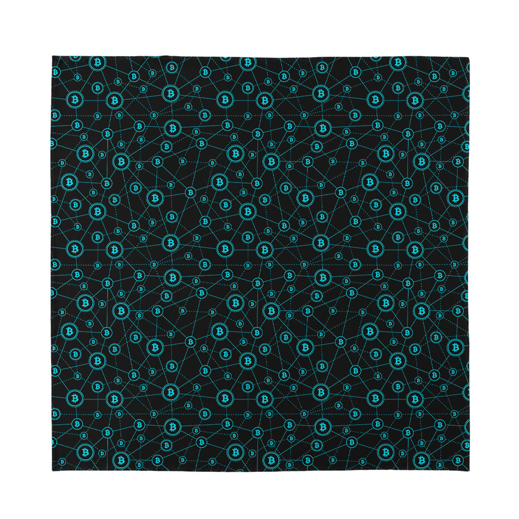 Blue Bitcoin Pattern Print Silk Bandana