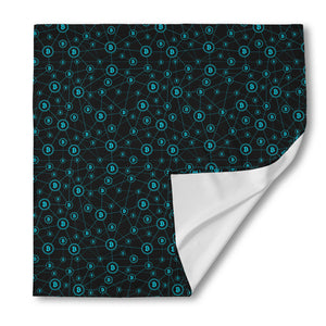 Blue Bitcoin Pattern Print Silk Bandana