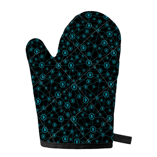 Blue Bitcoin Pattern Print Single Oven Mitt
