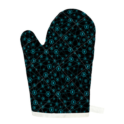 Blue Bitcoin Pattern Print Single Oven Mitt