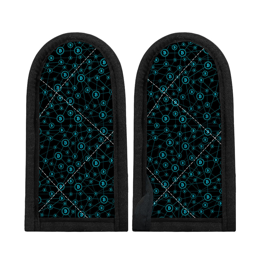 Blue Bitcoin Pattern Print Skillet Handle Cover
