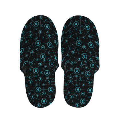 Blue Bitcoin Pattern Print Slippers