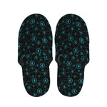 Blue Bitcoin Pattern Print Slippers