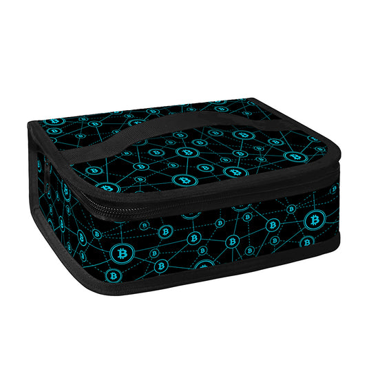 Blue Bitcoin Pattern Print Small Lunch Bag