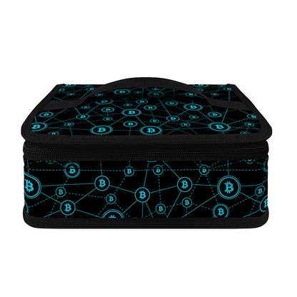Blue Bitcoin Pattern Print Small Lunch Bag