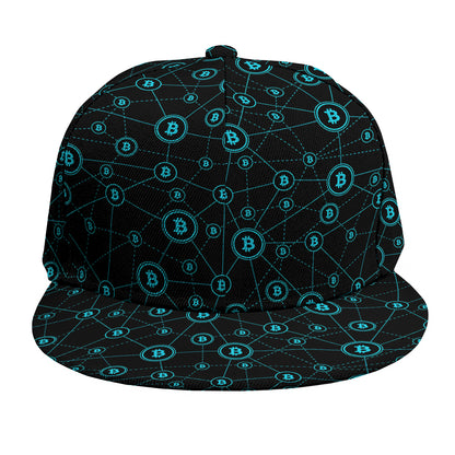 Blue Bitcoin Pattern Print Snapback Cap