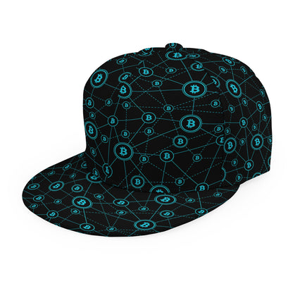 Blue Bitcoin Pattern Print Snapback Cap