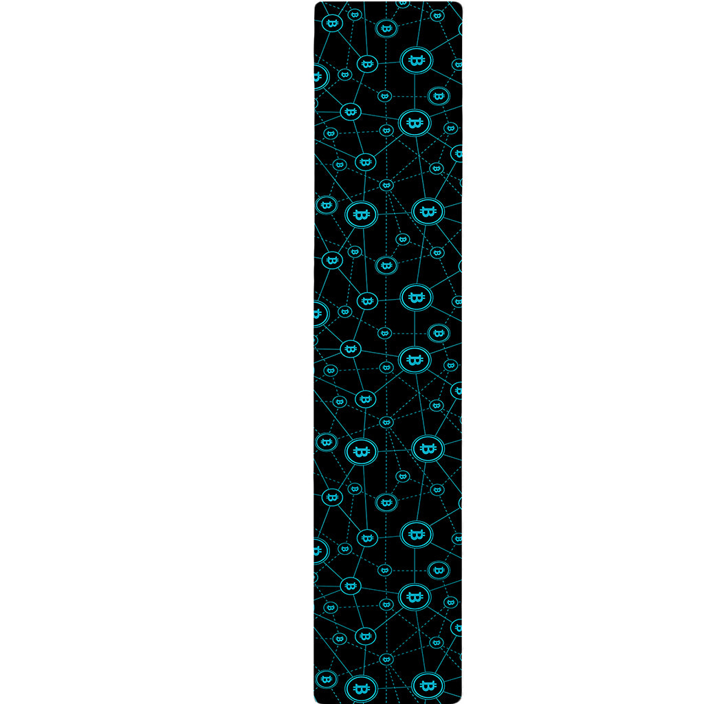 Blue Bitcoin Pattern Print Table Runner