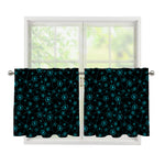 Blue Bitcoin Pattern Print Tier Curtains