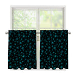 Blue Bitcoin Pattern Print Tier Curtains