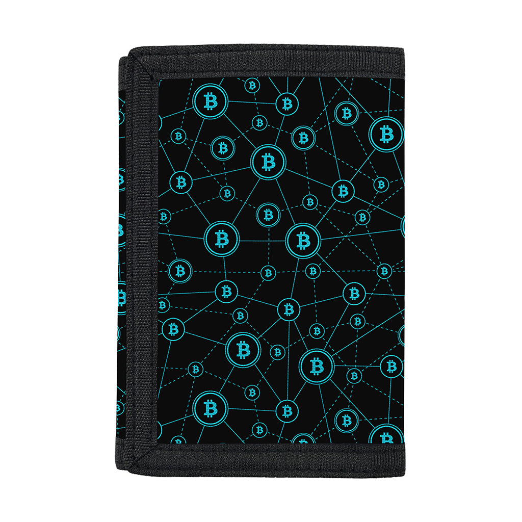 Blue Bitcoin Pattern Print Trifold Wallet