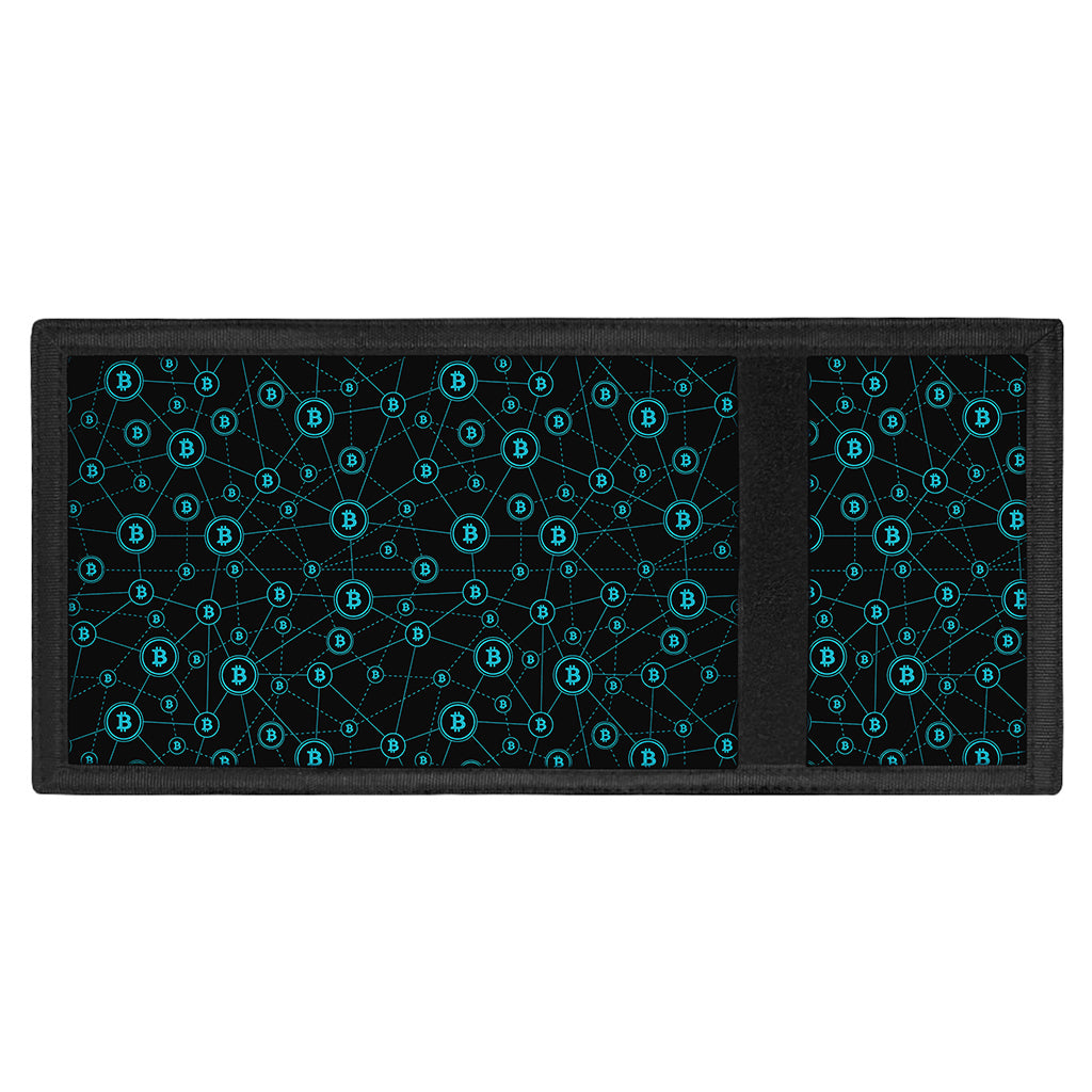 Blue Bitcoin Pattern Print Trifold Wallet