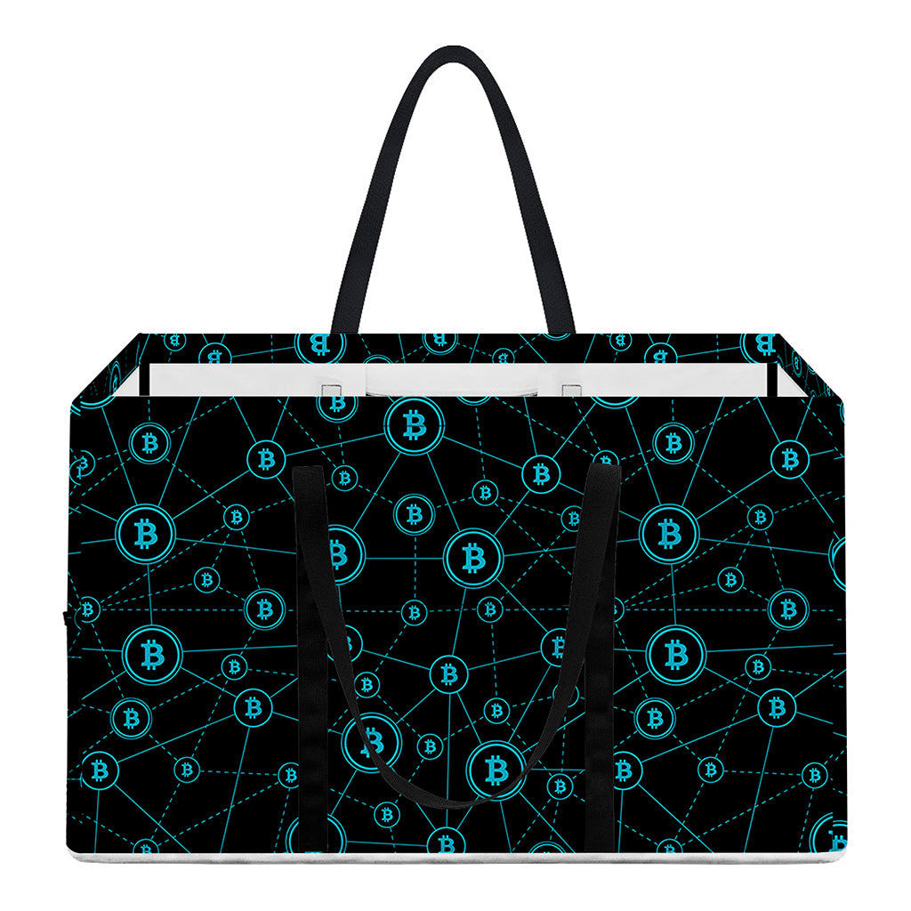 Blue Bitcoin Pattern Print Utility Tote Bag