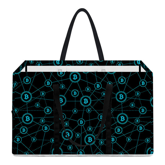 Blue Bitcoin Pattern Print Utility Tote Bag