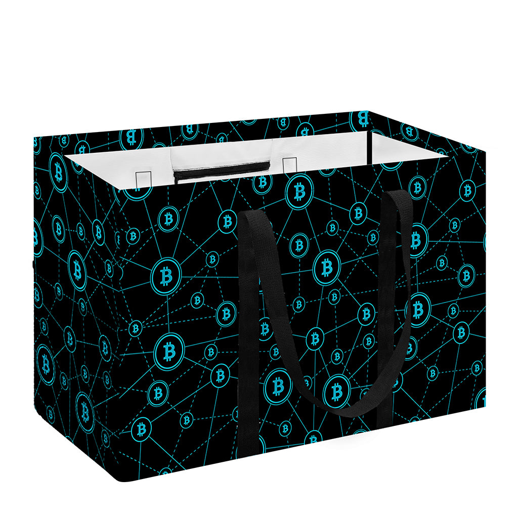 Blue Bitcoin Pattern Print Utility Tote Bag