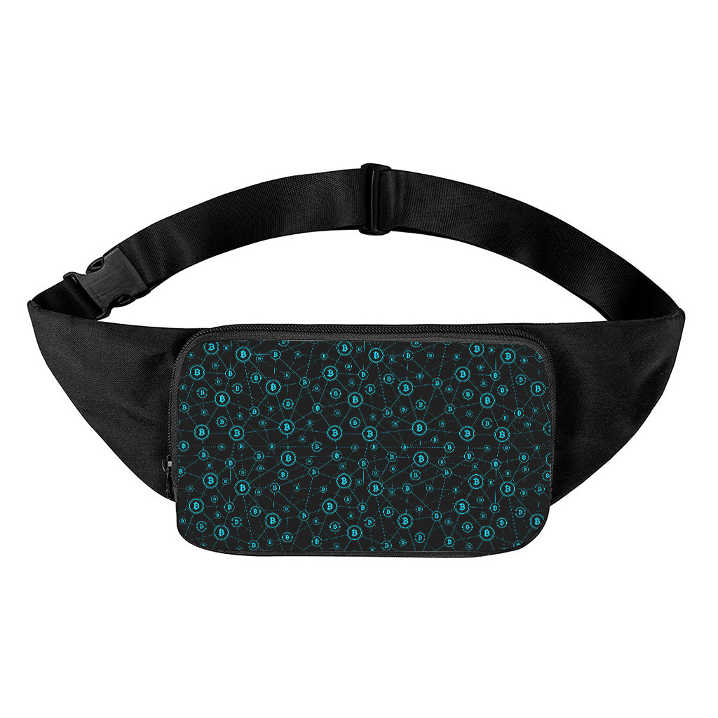 Blue Bitcoin Pattern Print Waist Bag