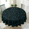 Blue Bitcoin Pattern Print Waterproof Round Tablecloth