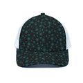 Blue Bitcoin Pattern Print White Mesh Trucker Hat